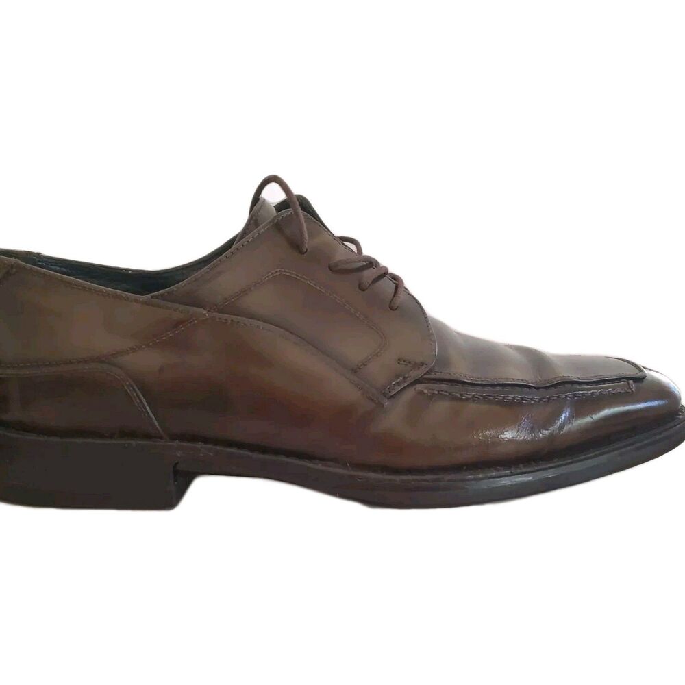 Bacco Bucci Italian Dress Shoe Mens 13 Brown Square Toe Derby Handcrafted Resole
